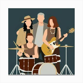 Three Musicians Collaborating In Minimalist Vector Design Canvas Print