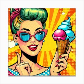 Pop Girl With Ice Cream 1 Canvas Print