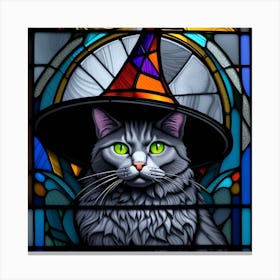 Cat, Pop Art 3D stained glass cat witch limited edition 6/60 Canvas Print