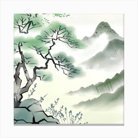 Asian Landscape ink style Canvas Print