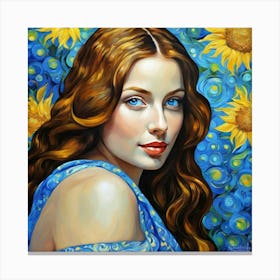 Sunflower Girl jk Canvas Print