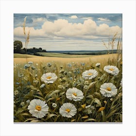 Daisies In The Meadow Canvas Print