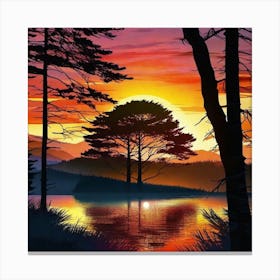 Sunset By The Lake 34 Canvas Print