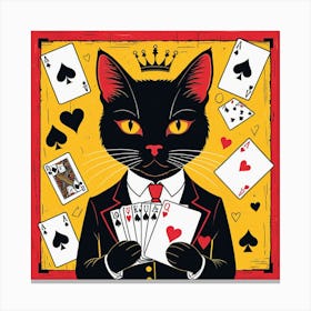 Cat Playing Cards 5 Toile