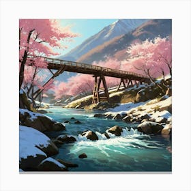 Cherry Blossom Bridge Canvas Print