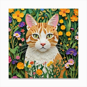 Cat In Flowers 2 Canvas Print