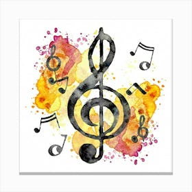 Watercolor Music Notes Canvas Print