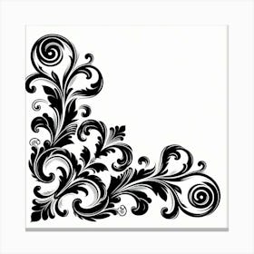 Black And White Floral Design Canvas Print