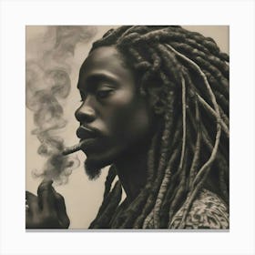 Man Smoking A Cigarette Canvas Print