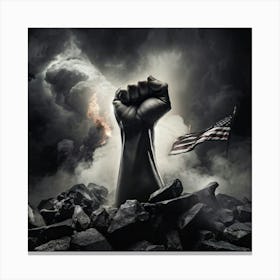 A Clenched Fist Raised In A Striking Gesture Of Protest Embodying Both The Power And Aggression Of (2) Canvas Print