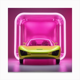 Furniture Design, Tall Car, Inflatable, Fluorescent Viva Magenta Inside, Transparent, Concept Produc (1) Canvas Print