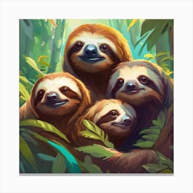 Sloths In The Jungle 1 Canvas Print