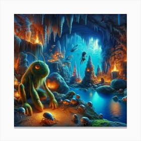 fuzz Frog In The Cave Canvas Print