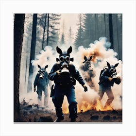 Gas Masks In The Forest 15 Canvas Print