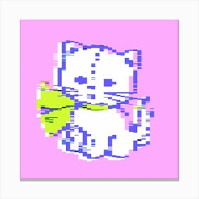 Pixel Cat Square Canvas Print