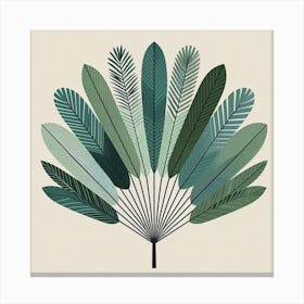 Scandinavian style, Green fan of palm leaves Canvas Print