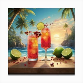 Tropical Cocktail On The Beach 2 Canvas Print