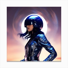 Woman Wearing A Helmet Canvas Print