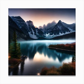 Sunrise At Lake Banff 1 Canvas Print