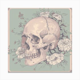 Skull And Flowers Vector Canvas Print