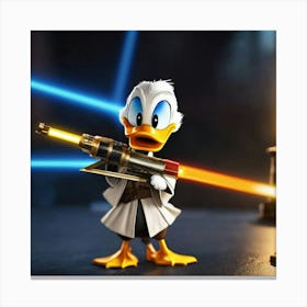 Donald Duck With Lightsaber Canvas Print