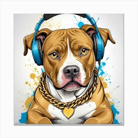 Dog With Headphones Canvas Print