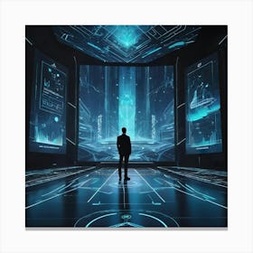 Futuristic Man In Futuristic Room 2 Canvas Print