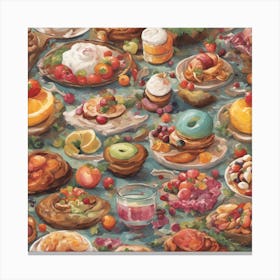Plate Of Food Yummy Covers ( Bohemian Design ) Canvas Print