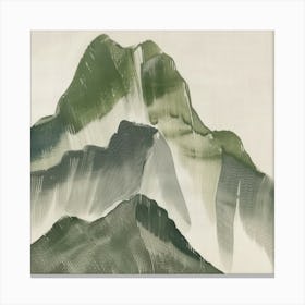 Japanese Watercolour Of Mount Oyama 1 Canvas Print