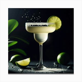 A refreshing and delicious margarita, garnished with a lime wedge and served with a side of salt. Perfect for a hot summer day or a night out on the town. Canvas Print