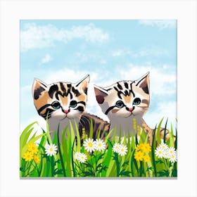 Kittens In The Grass Canvas Print