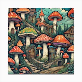 Mushroom Village Canvas Print