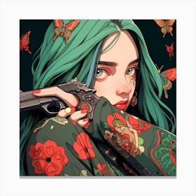 Hunzinator Billie Eilish With Tattoos Canvas Print