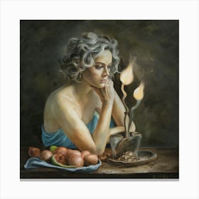 Woman With A Candle Canvas Print