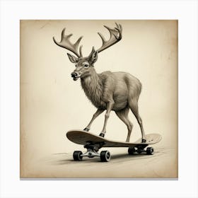 Deer On Skateboard 1 Canvas Print