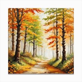 Forest In Autumn In Minimalist Style Square Composition 263 Canvas Print