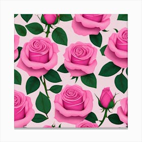 Pink Roses Seamless Pattern Canvas Print