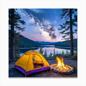 Starry Night Camping Tent Canvas Print