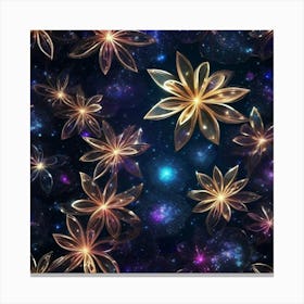 Gold Flowers In Space Canvas Print