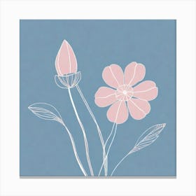 A White And Pink Flower In Minimalist Style Square Composition 392 Canvas Print