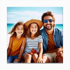 Happy Family On The Beach 2 Canvas Print