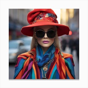 Woman In A Colorful Hat Canvas Print