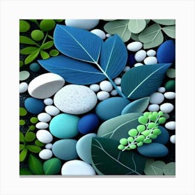 Blue Leaves And Stones Canvas Print