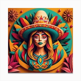 Day Of The Dead Mexican Girl Canvas Print