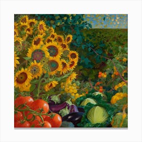 Sunflowers In The Garden 2 Canvas Print