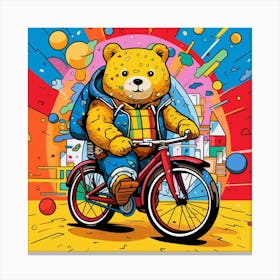Bear On A Bike 3 Canvas Print