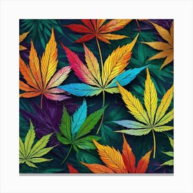 Colorful Marijuana Leaves 2 Canvas Print