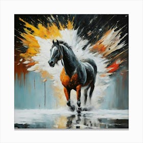 Horse Running In Water Canvas Print