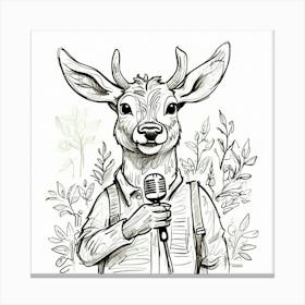 Deer With Microphone 5 Canvas Print