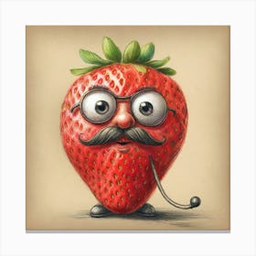 Strawberry Mustache Canvas Print